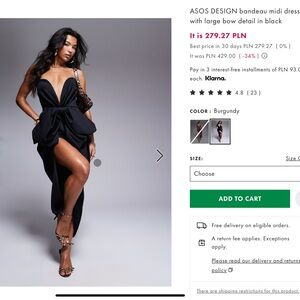 NWT - Black Bandeau Midi Dress with Bow Detail